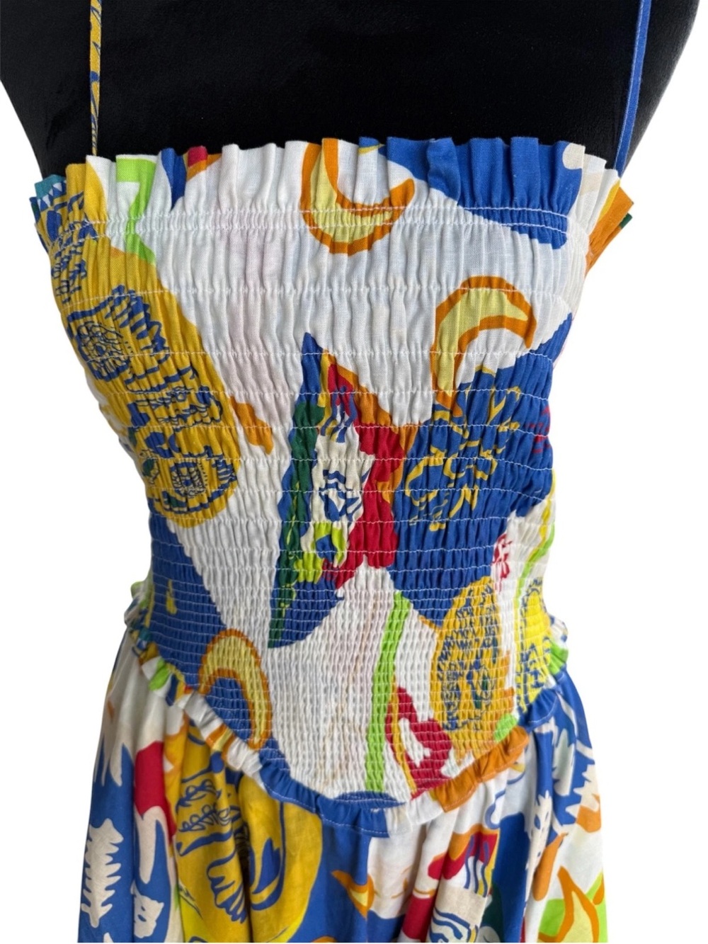 Chelsea & Violet "Yvette" Smocked Dress Linen Blend Discover the Tropics - Picture 5 of 6